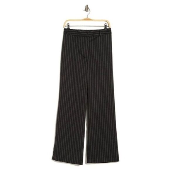 19 Cooper Front Seam Wide Leg Pants In Black/ White Stripes, Sz. L - Picture 1 of 10